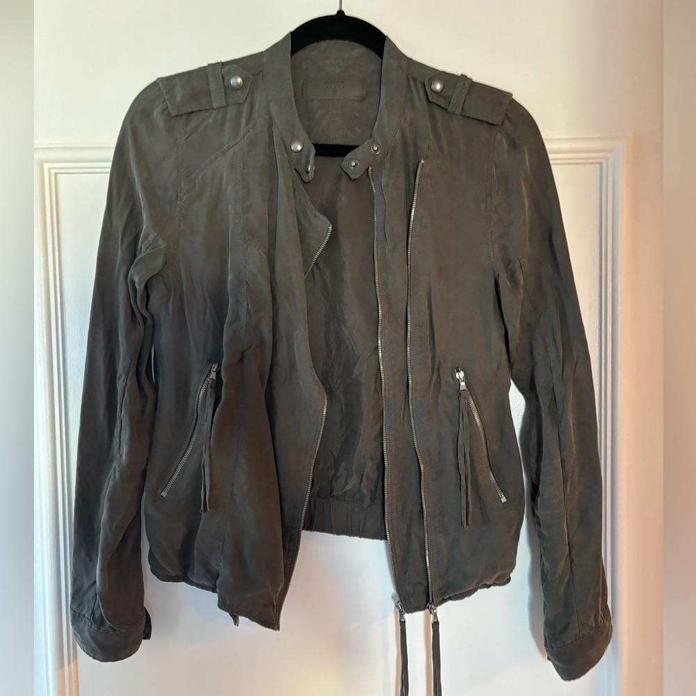 Blank NYC Gray Utility Jacket with Asymmetrical Zipper